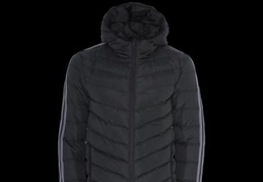 Hooded padded jacket with stripes at sleeves. - MJK HARRISON