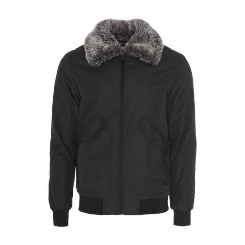 Padded bomber jacket with fur collar. - MJK AARON