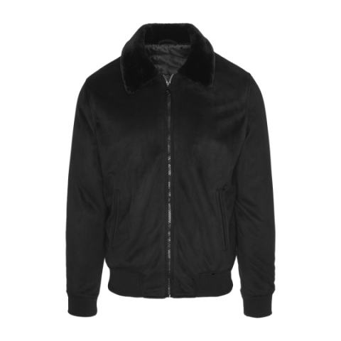 Suede jacket with fake fur collar. - MJK SUNDERLAND