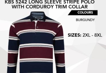 KBS 5242 LS STRIPE POLO WITH CORDOY TRIM COLLAR