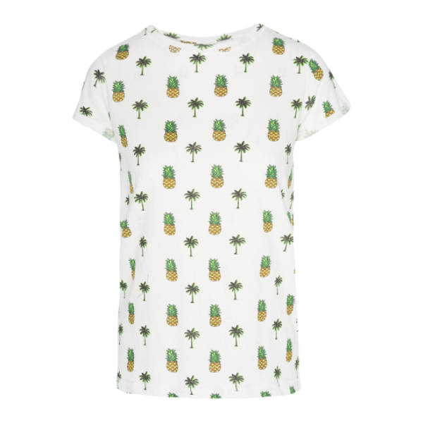 Cneck ss T-shirt with pinneapple and palm tree. - LTS 414BARBADOS