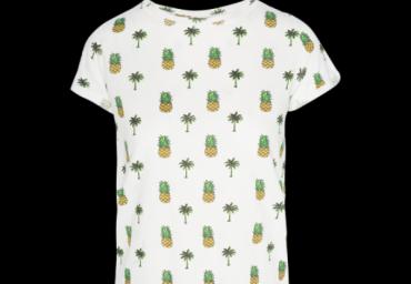 Cneck ss T-shirt with pinneapple and palm tree. - LTS 414BARBADOS