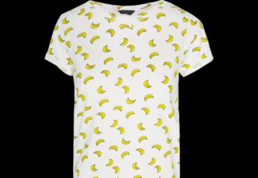 Crew neck short sleeve T-shirt with banana print. - LTS 414BANANA