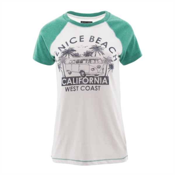 Crew neck short sleeve T-shirt with contrast sleeves and chest print. - LTS 69HUTCHR1