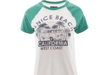 Crew neck short sleeve T-shirt with contrast sleeves and chest print. - LTS 69HUTCHR1