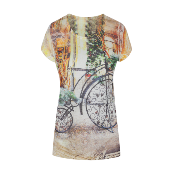 Short sleeve bike printed T-shirt with diamonds. - LTS 224OLDBIJDA