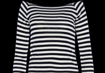 Long sleeve bardot neck striped top. - LLT 69GRACE