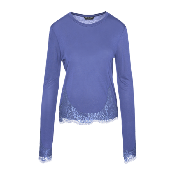 Long sleeve top with lace at hem. - LLT 414ELLA