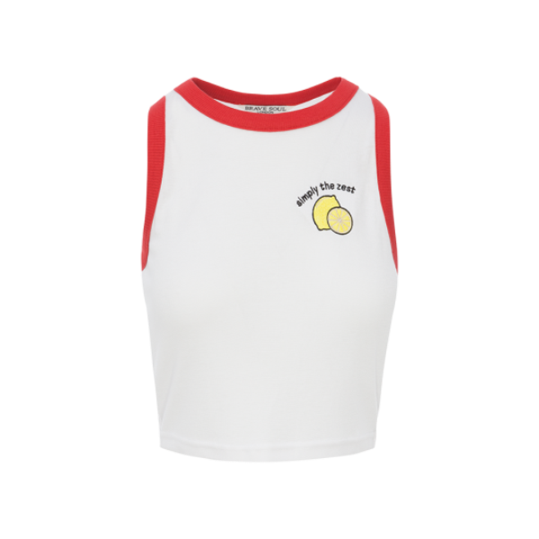 Cropped vest with contrast colour and applique. - LV 36LEMON