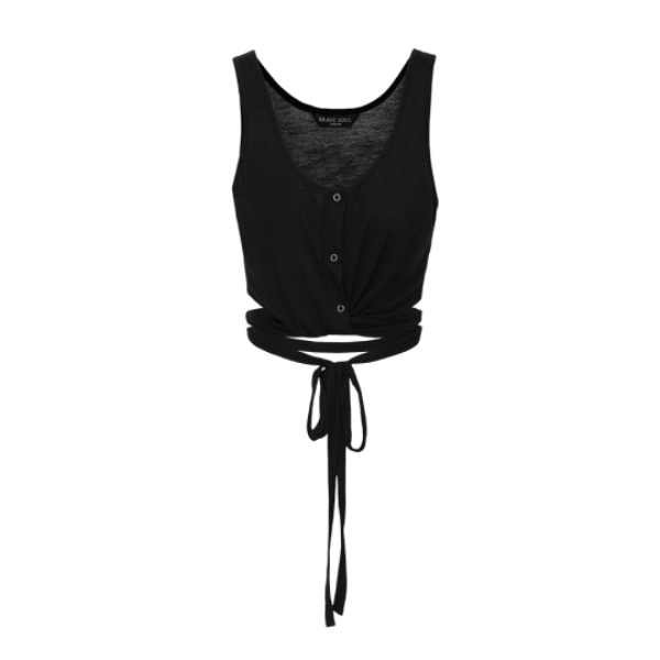 Cropped vest with studs and cross tie. - LV 69LIBRA
