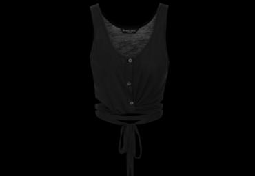 Cropped vest with studs and cross tie. - LV 69LIBRA