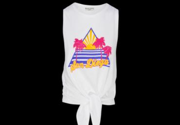 Printed tie front vest. - LV 395SANDIEGO