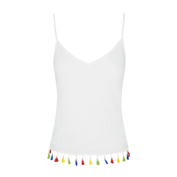 Strappy vest with tassle trim at hem. - LV 225JESSIE