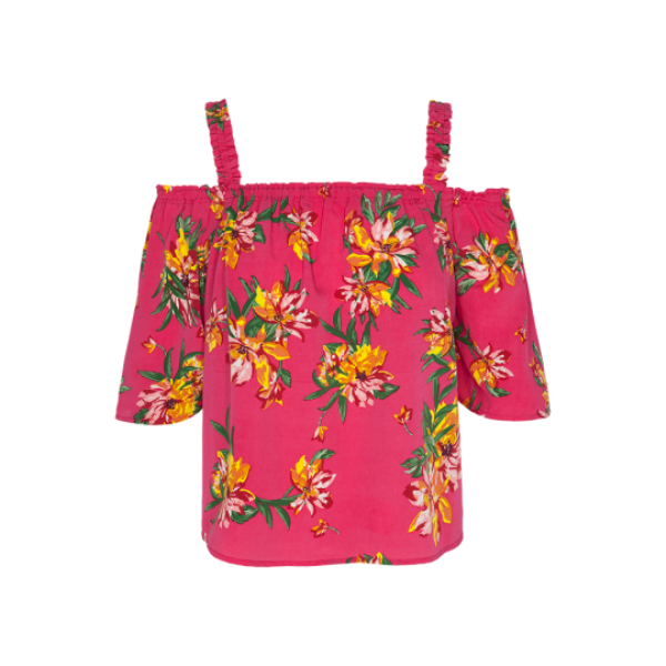 All over printed cold shoulder top. - LWT 432ROSE