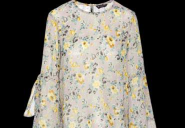 All over printed top with tie up at sleeves. - LWT 117LILLY