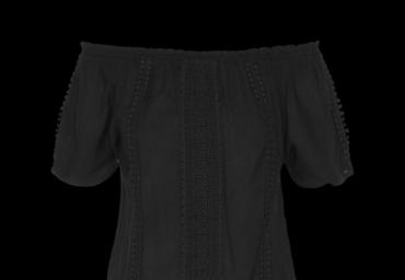 Bardot top with crochet detail. - LWT 432DUSK