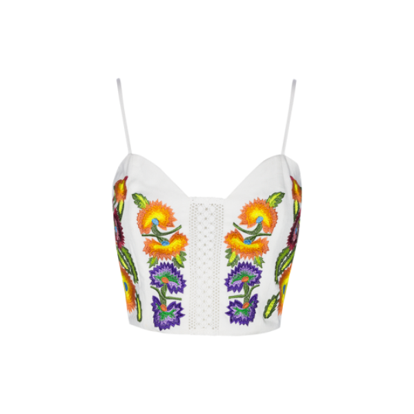 Cropped vest with embroidery. - LWV 432WOOD