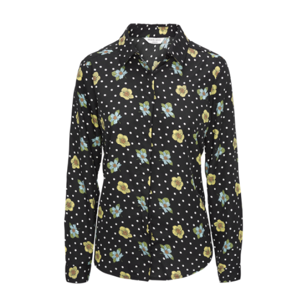 Long sleeve flower and spot printes shirt. - LSH 117FLORIST