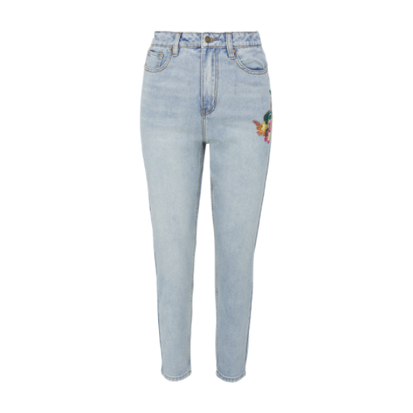 Jeans with floral embroidery. - LJN 499EMMA