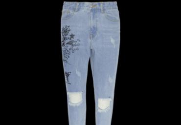 Ladies jean with graffiti print on front and rips - LJN 340DANNA