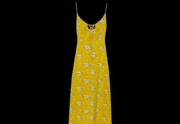 All over printed maxi dress with tie up and zip. - LDRW 333POPPY