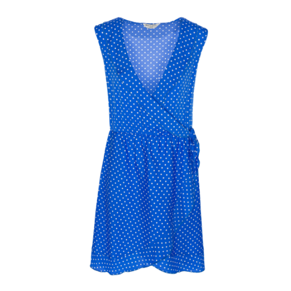All over spot wrap dress with frill details - LDRW 432DOT