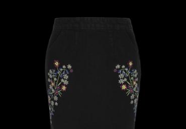 Denim skirt with floral embroidery. - LSKD 340BELLA