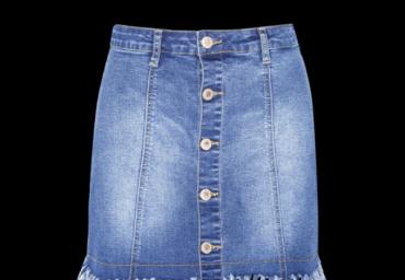 Denim skirt with frayed hem. - LSKD 340FREYA