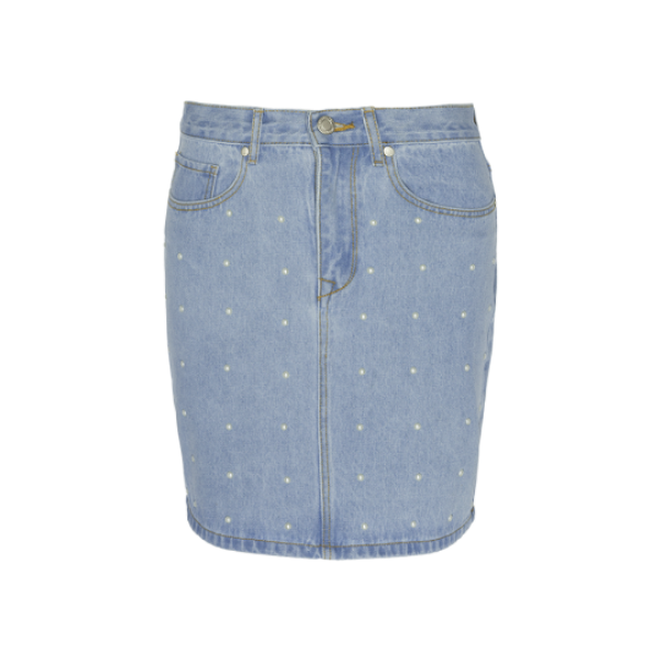 Denim skirt with pearls. - LSKD 340PEARLA