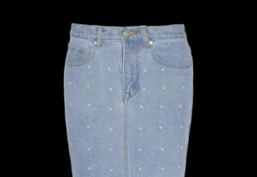 Denim skirt with pearls. - LSKD 340PEARLA