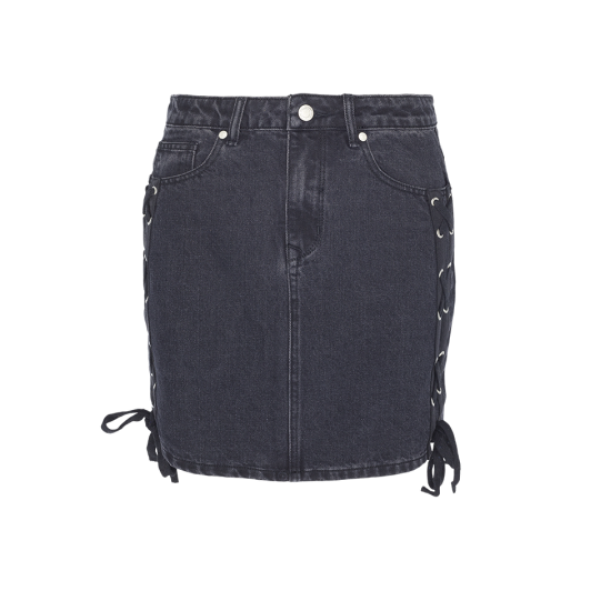 Denim skirt with tie up at side seams. - LSKD 340KEIRA