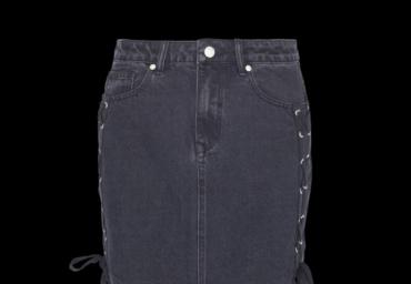 Denim skirt with tie up at side seams. - LSKD 340KEIRA