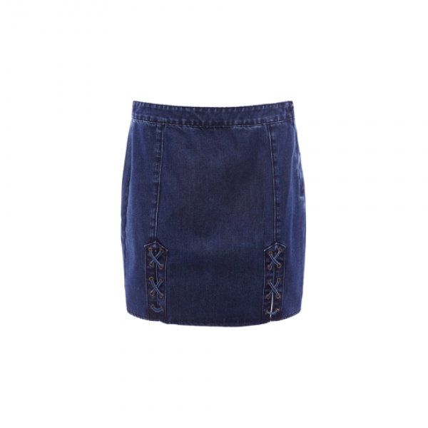Denim skirt with tie up detail at sides. - LSKD 340CRISS