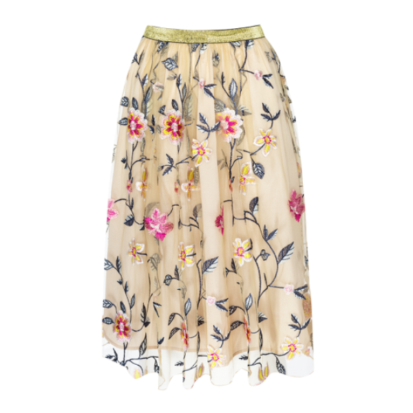 Double layer skirt with floral embroideries. - LSKW 492ALICIA