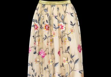 Double layer skirt with floral embroideries. - LSKW 492ALICIA