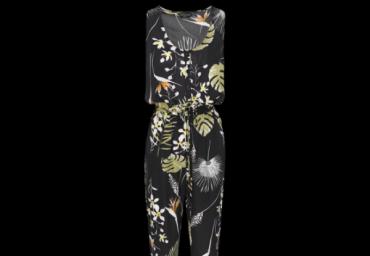 All over printed long leg playsuit with belt. - LPSW 225LEAF