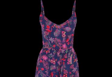 All over printed playsuit tie up detail at back. - LPSW 432FLAMINGO