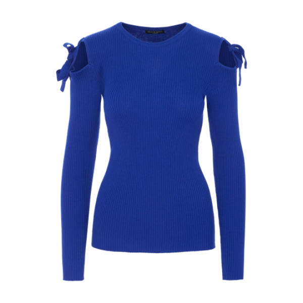 Jumper with bow tie detail at shoulder - LK 249BOWA