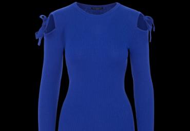 Jumper with bow tie detail at shoulder - LK 249BOWA