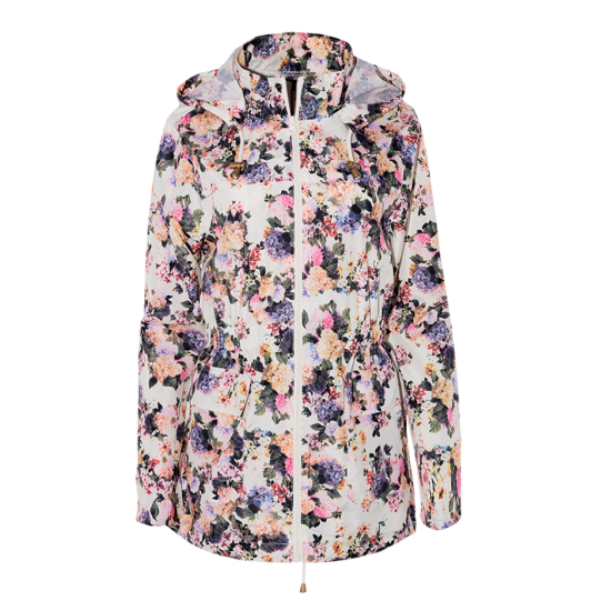Hooded floral printed mac. - LJK RAVEFLORAL#SS18