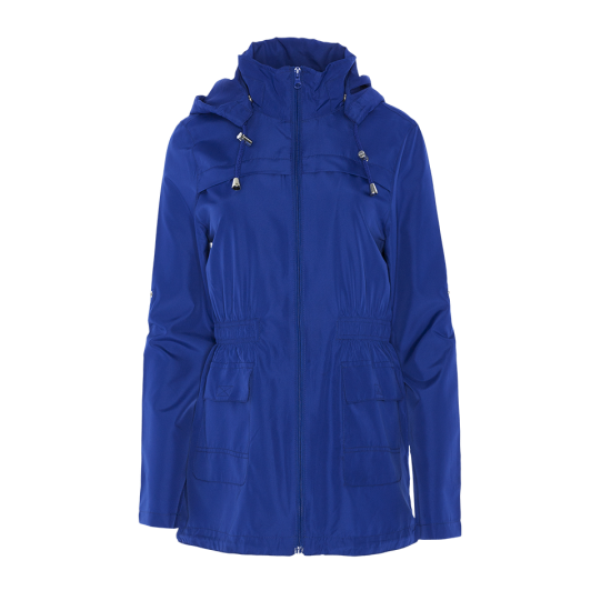 Hooded mac with elasticated waist. - LJK RAVEPLAINPKF