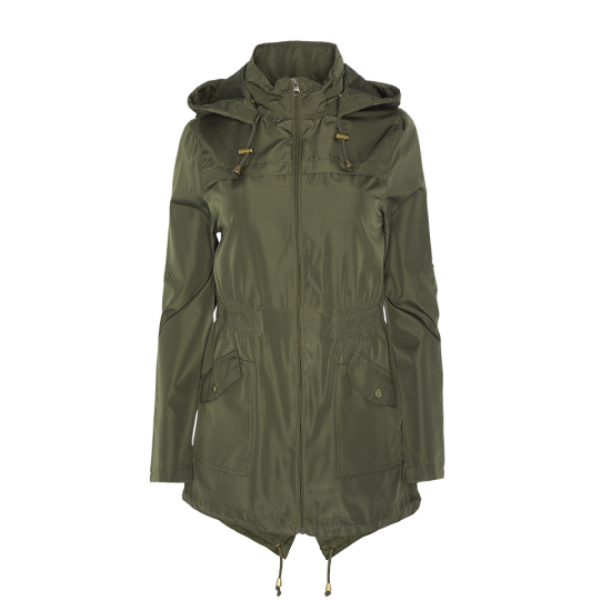 Hooded mac with print at back. - LJK CHOICES