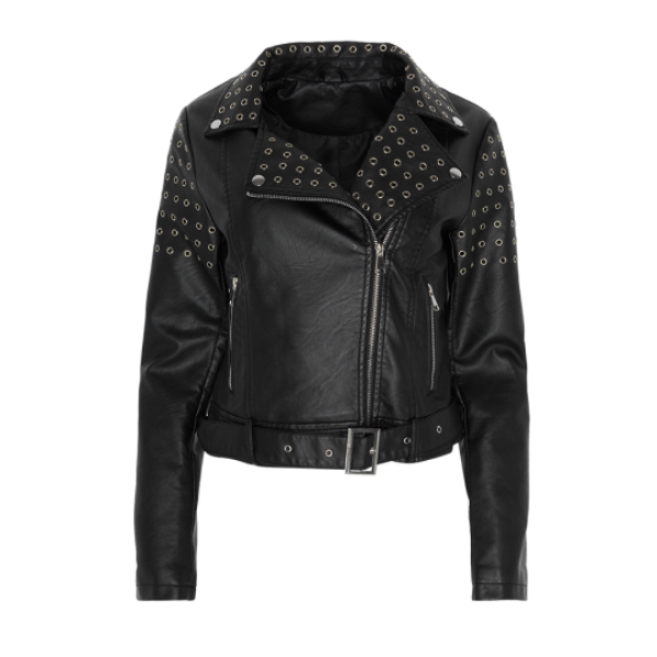 Pvc biker jacket with eyelets and belt. - LJK ENDLESS