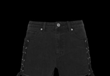 Denim short with tie up detail at side seams. - LSRD 340KIESHA