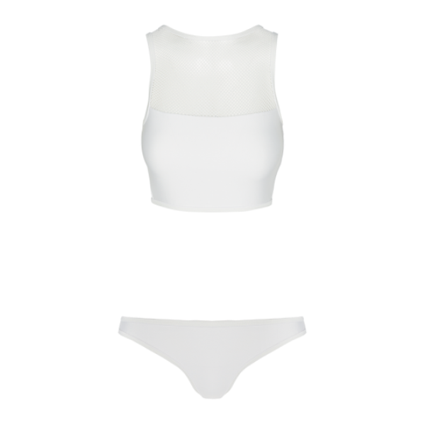2 pieces mesh sport bikini with zipper. - LSW 396LILY