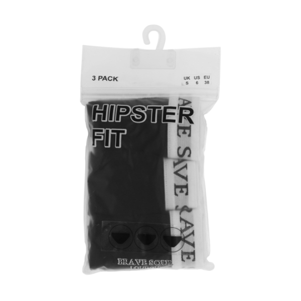 Elasticated waistband knickers with white band and black text (3 uds. por pack). - LKN 451TYRA