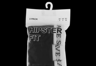 Elasticated waistband knickers with white band and black text (3 uds. por pack). - LKN 451TYRA