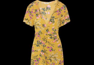 Short sleeve floral printed wrap over dress. - XLDW 272BELLE