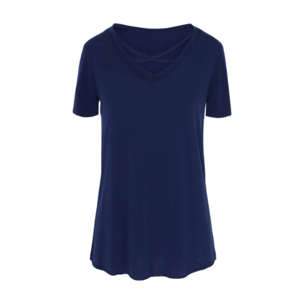 Short sleeve T-shirt with cross strap at neck. - XLTS 69HARBOUR