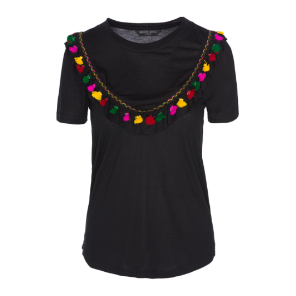 Short sleeve T-shirt with frill and tassels. - XLTS 414ROXANNA